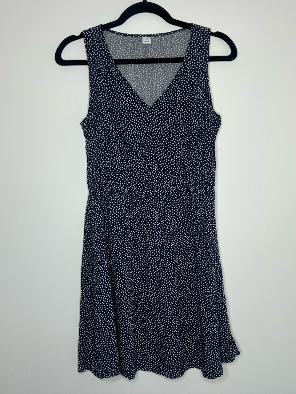 Old Navy Polka Dot Elastic Waist Dress Navy Blue and White Size Medium